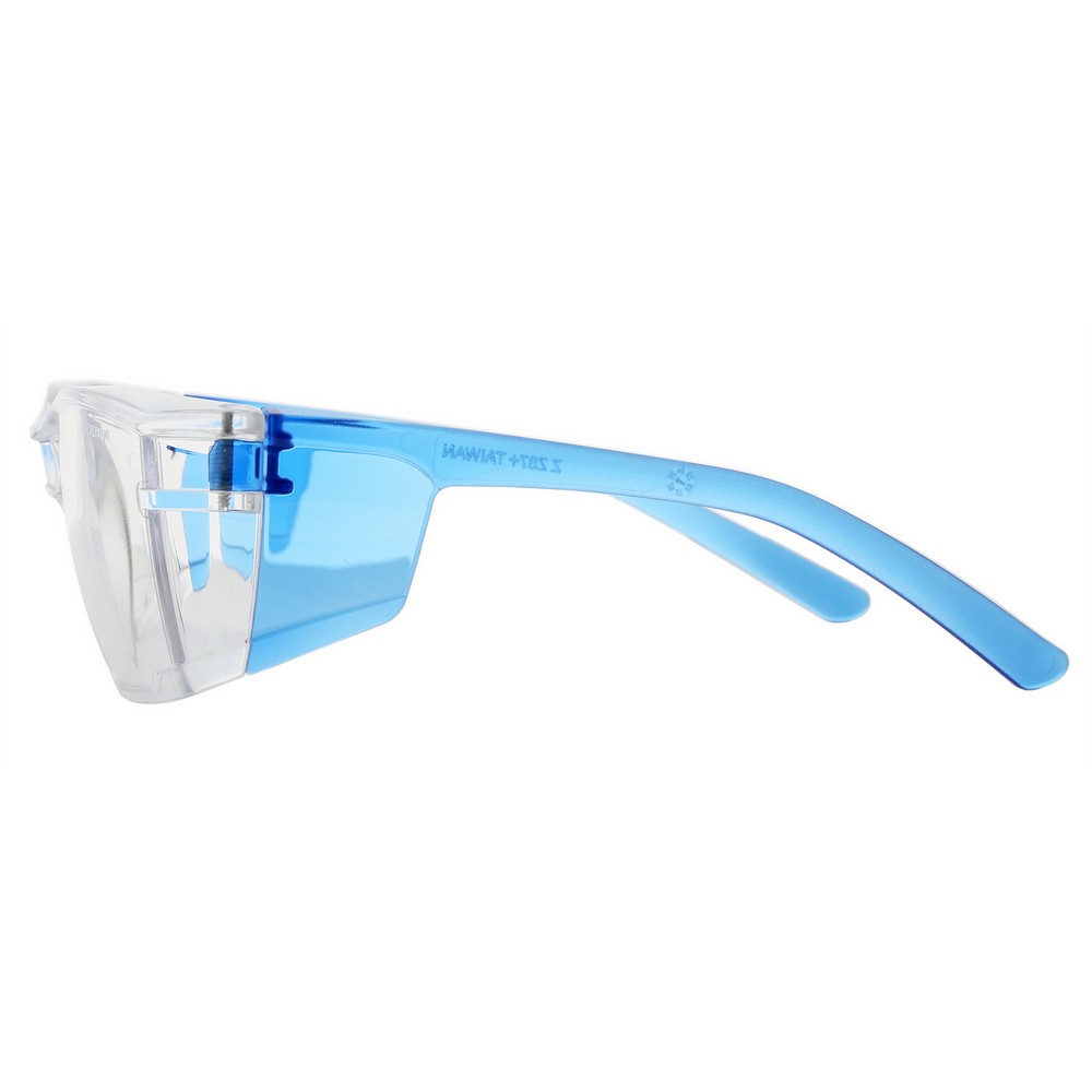Zing Green 20-105ECO BE C Eco-Friendly Lightweight Safety Glasses with Side Shields -Z-Force, Blue Temples, Clear Lens