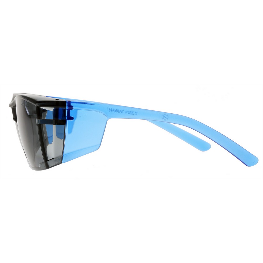 Zing Green 20-105ECO BE S Eco-Friendly Lightweight Safety Glasses with Side Shields -Z-Force, Blue Temples, Smoke Lens