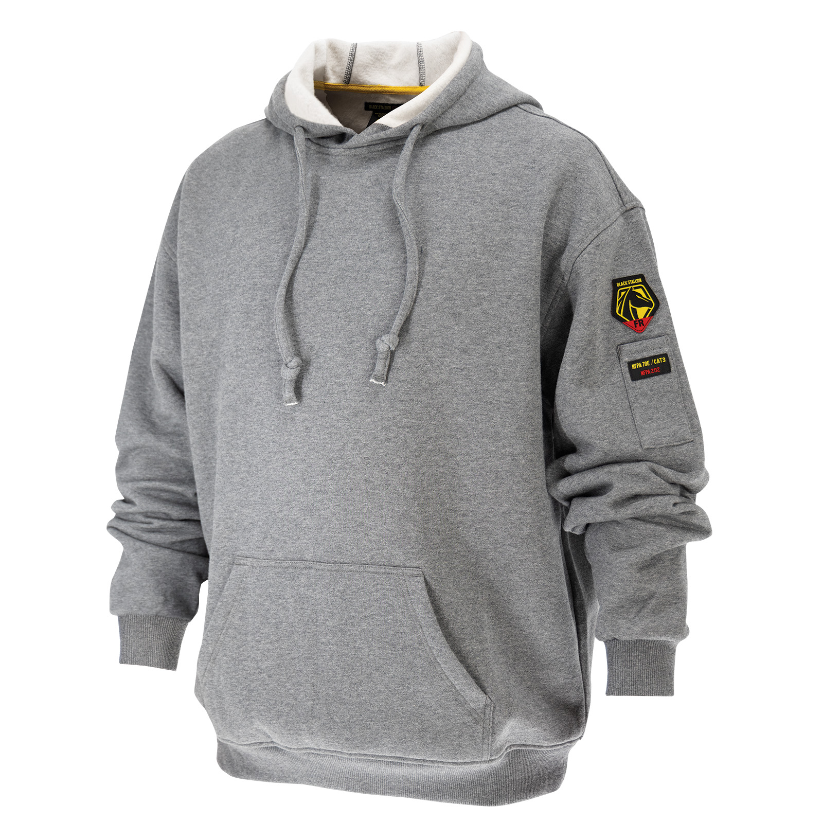 Black Stallion JF1340-GY 12 oz. AR/FR Cotton Pullover Hooded Sweatshirt, Gray
