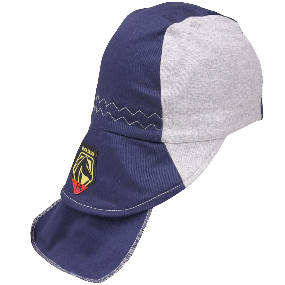 Black Stallion AH1630-NG FR Cotton Welding Cap with Hidden Bill Extension, Navy/Gray
