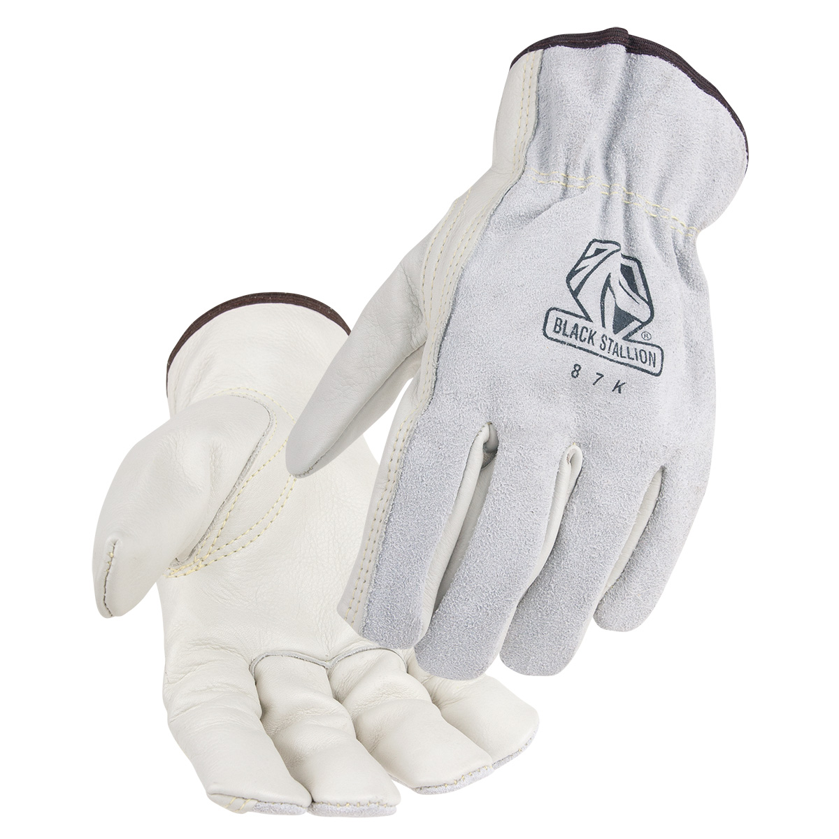 Black Stallion 87K Grain Cowhide Palm Drivers Glove with Split Cowhide Back, Kevlar Stitched
