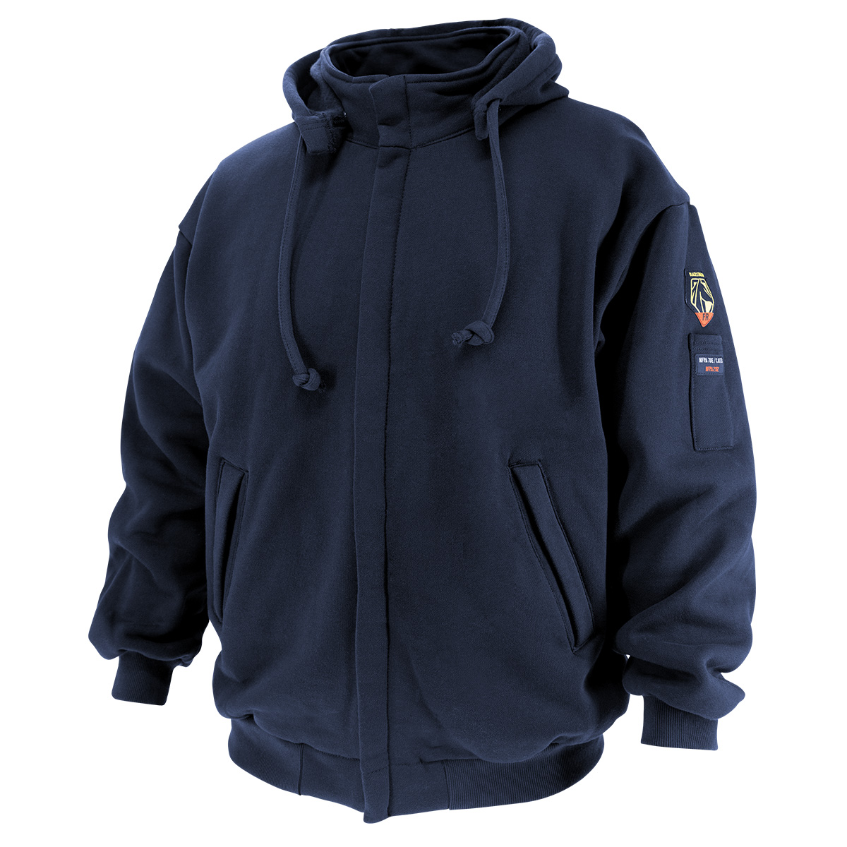 Black Stallion JF1331-NV 12 oz. AR/FR Cotton Full-Zip Hooded Sweatshirt, Navy
