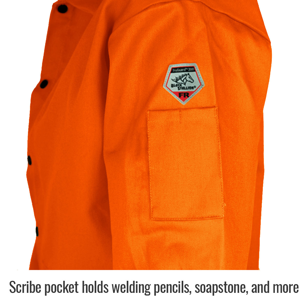 Black Stallion FO9-30C 9 oz. Flame Resistant Cotton Welding Jacket, Safety Orange