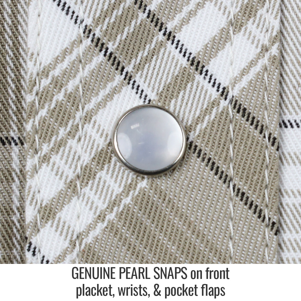 Black Stallion WF2110-PK 7 oz. AR/FR Cotton Work Shirt with Pearl Snaps, Khaki Plaid