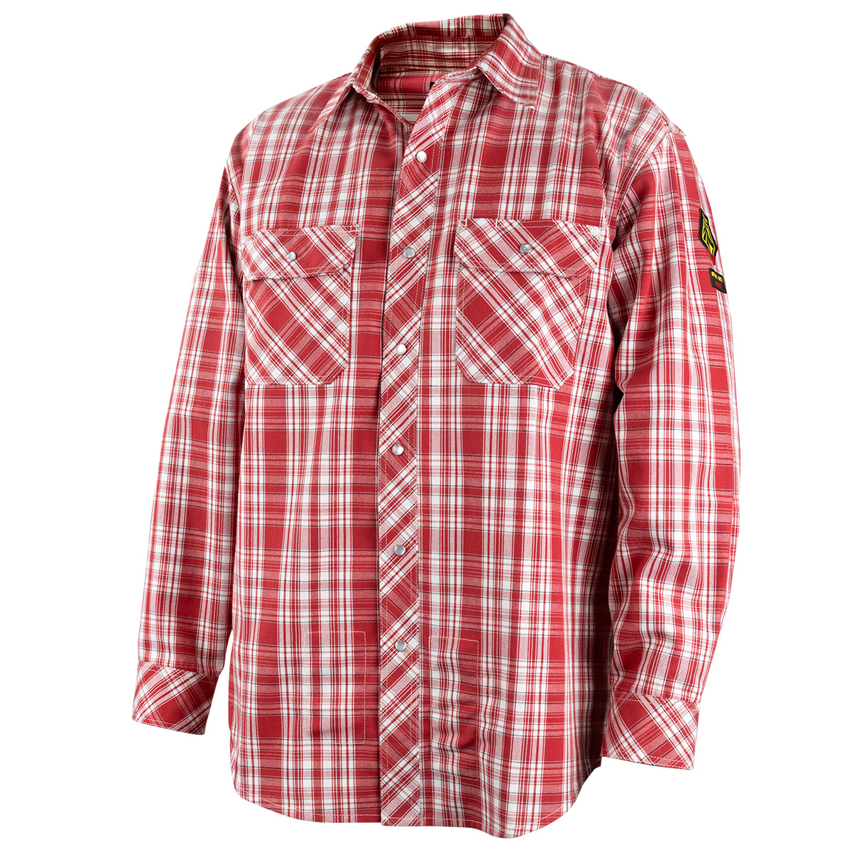Black Stallion WF2110-PR 7 oz. AR/FR Cotton Work Shirt with Pearl Snaps, Red Plaid