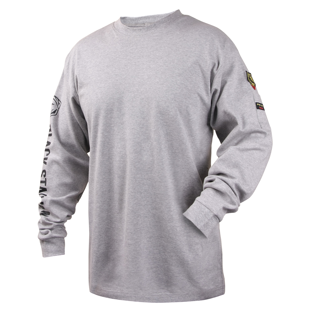 Black Stallion TF2510-GY NFPA 2112 &  NFPA70E 7 oz. FR Cotton Knit Long-Sleeve T-Shirt, Gray
