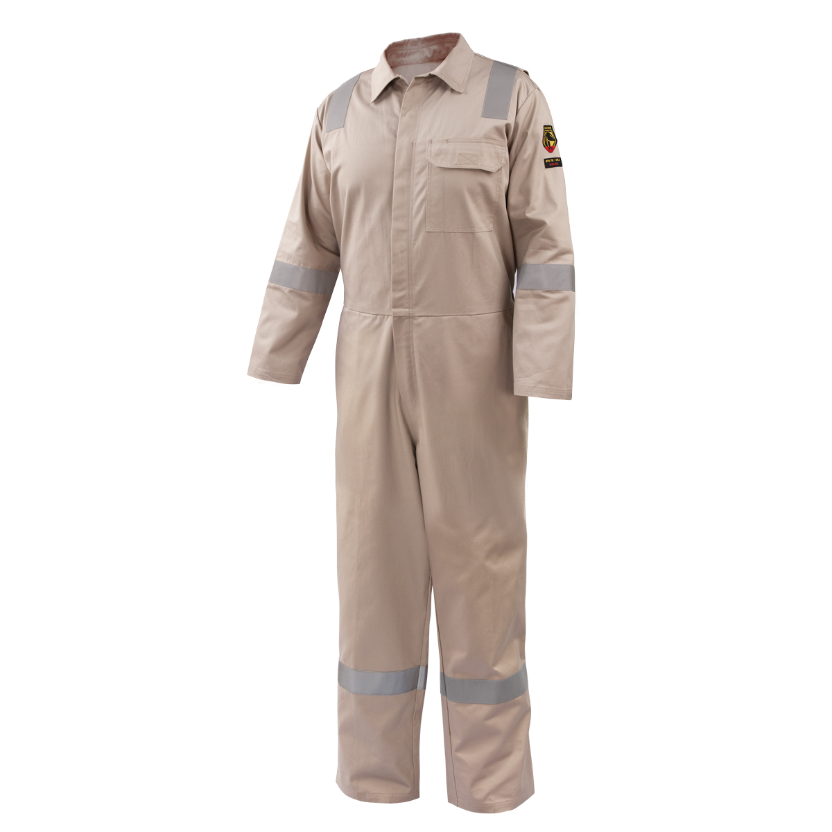Black Stallion CF2118-ST 7 oz. AR/FR Cotton Coverall with Reflective FR Tape, Stone Khaki