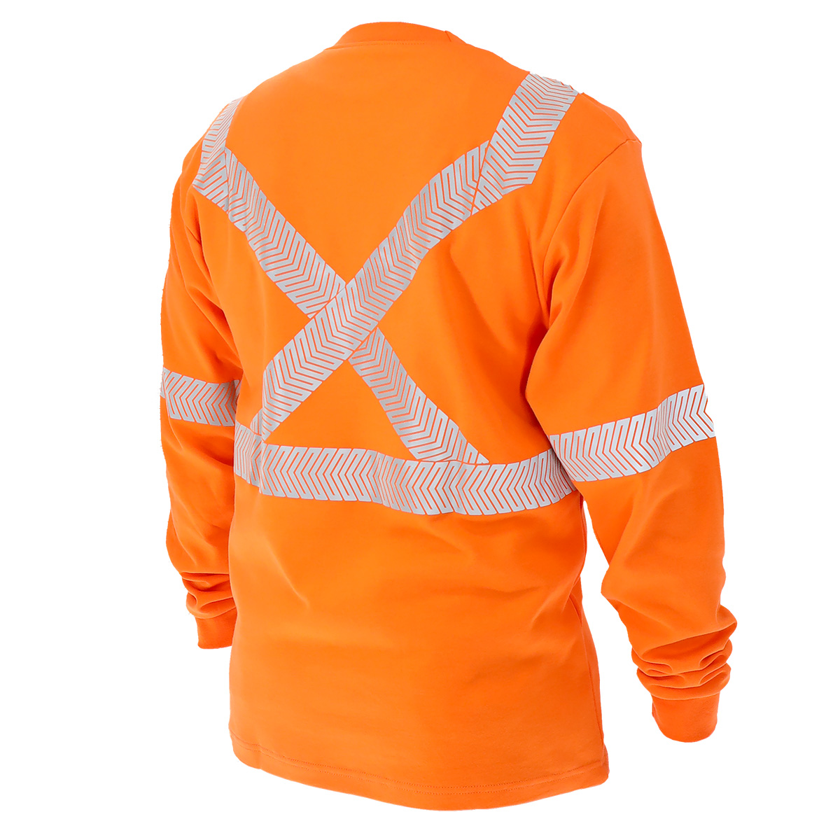 Black Stallion TF2511-OR 7 oz. AR/FR Cotton Knit Long Sleeve T-Shirt, Orange with Reflective Tape