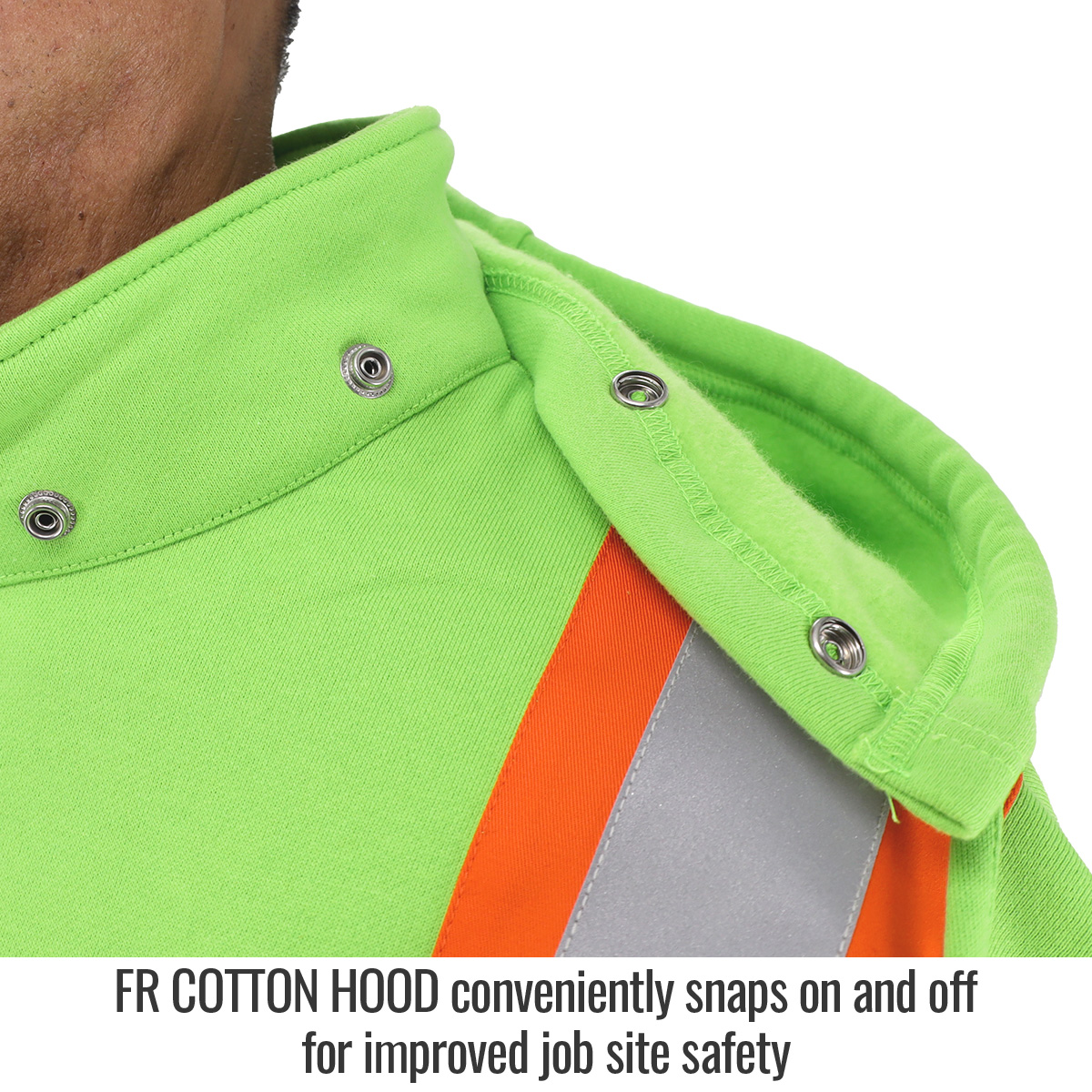 Black Stallion JF1332-LM 12 oz. AR/FR Cotton Full-Zip Hooded Sweatshirt, Safety Lime