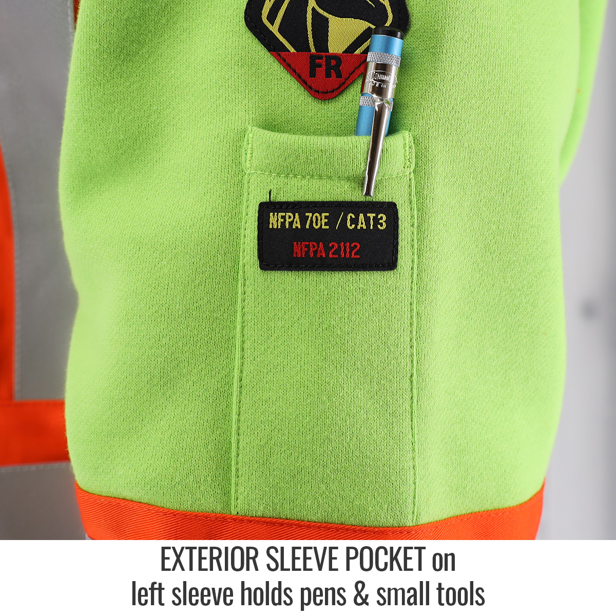 Black Stallion JF1332-LM 12 oz. AR/FR Cotton Full-Zip Hooded Sweatshirt, Safety Lime