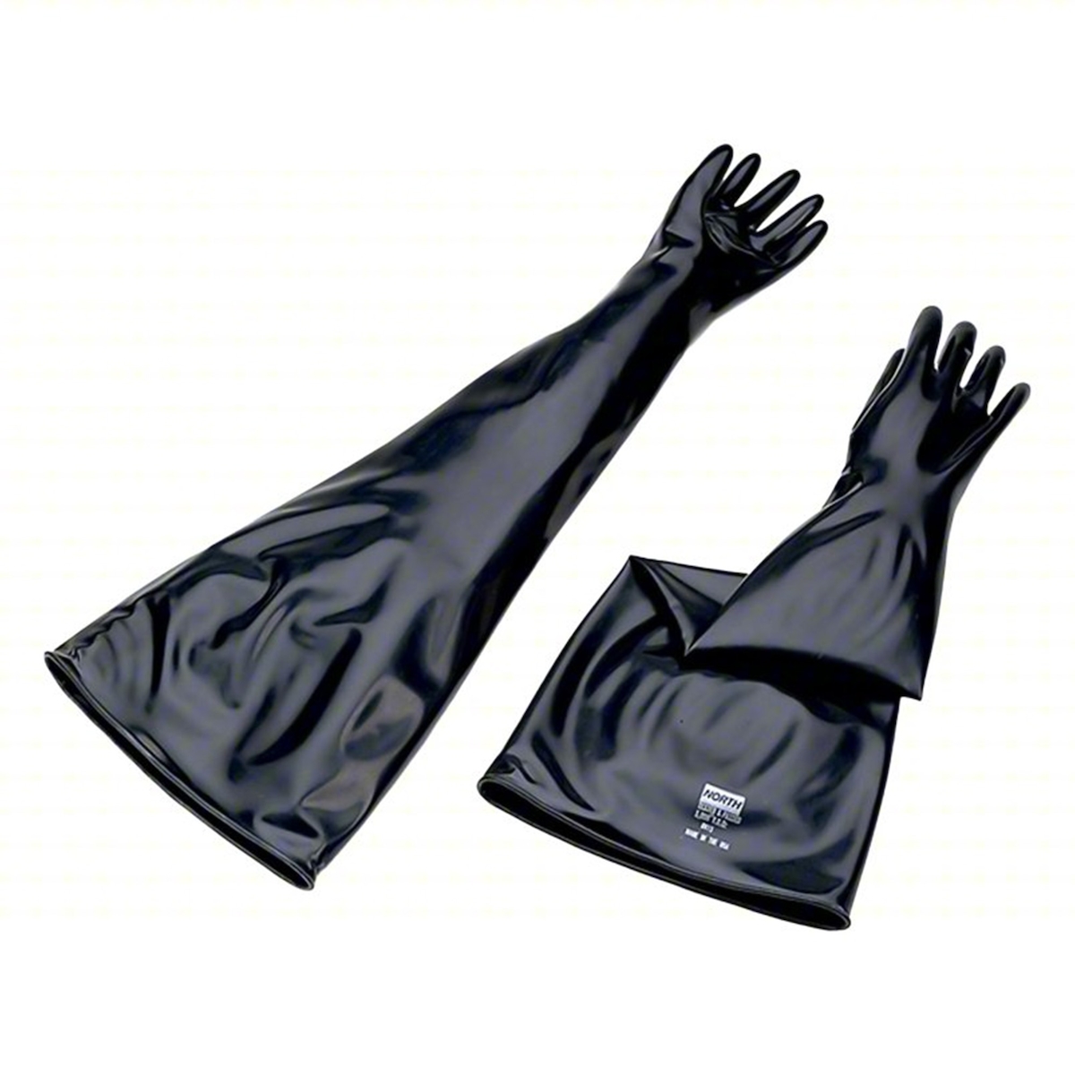 North 10B1532A/9Q 15 Mil, 10" Port Ambidextrous Butyl Glovebox Glove - 32"