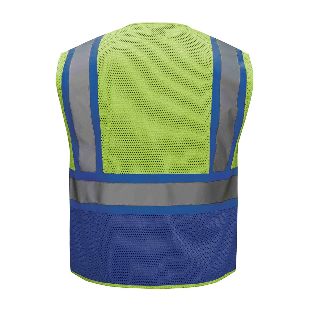 GSS Safety 3131 Enhanced Visibility Multi-Color Vest, Lime w/Blue Trim
