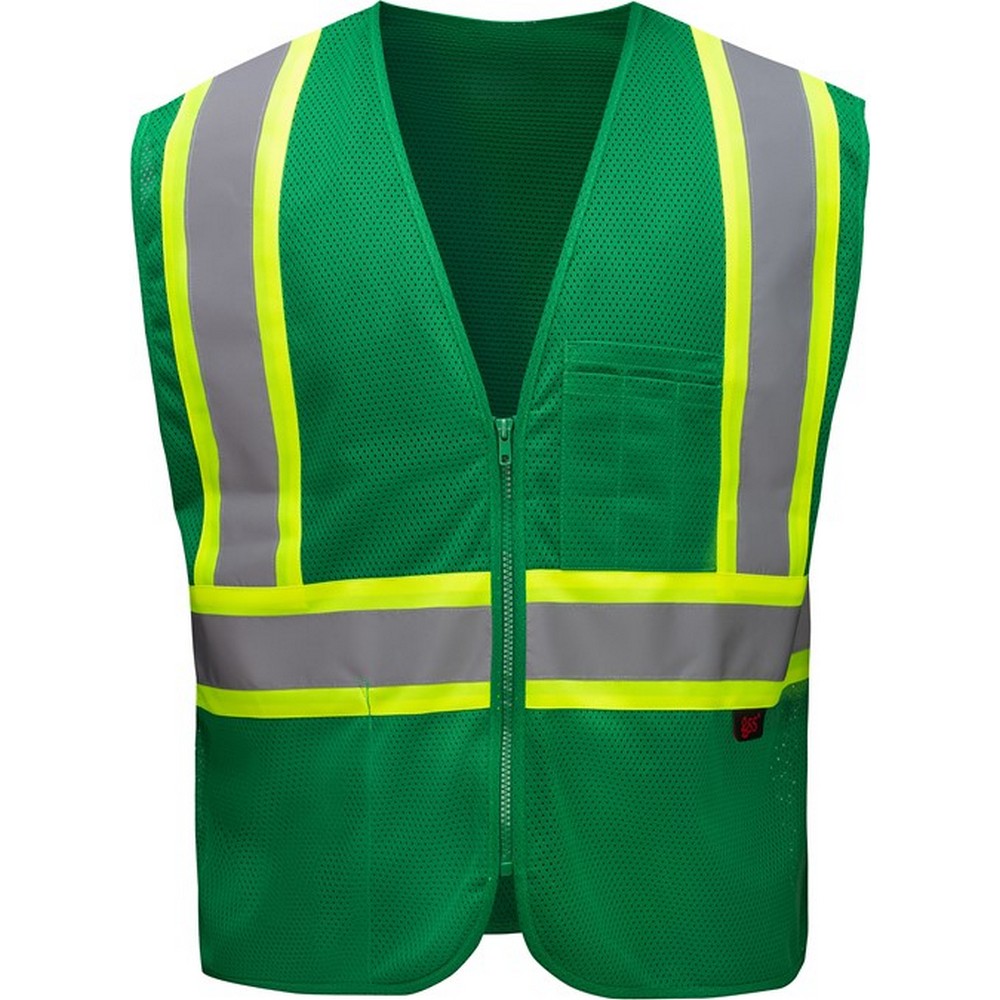 GSS Safety 3138 Enhanced Visibility Multi-Color Vest, Forest Green
