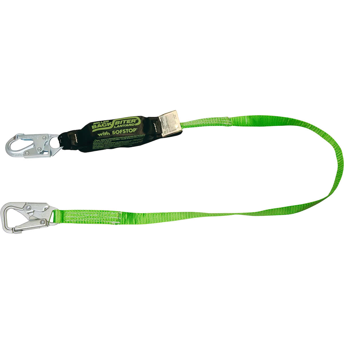 Miller 913B Tie-Back Single Leg Web Lanyard with SofStop® Energy Absorber, Miller 5K® Snap Hook and Locking Snap Hook