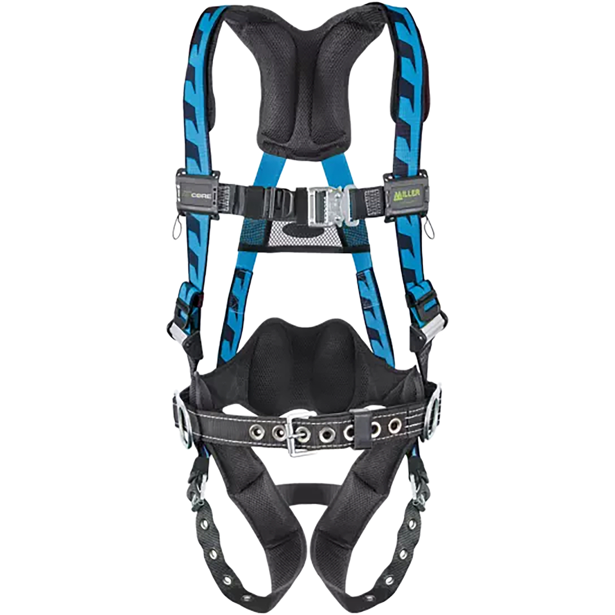 Miller AC-TB-BDP Premium Breathable Full-Body Harness with Steel Hardware, 5 Points of Adjustment, Back D-Ring, Lumbar Pad, Quick-Connect Chest Buckle & Tongue Leg Buckles, Green