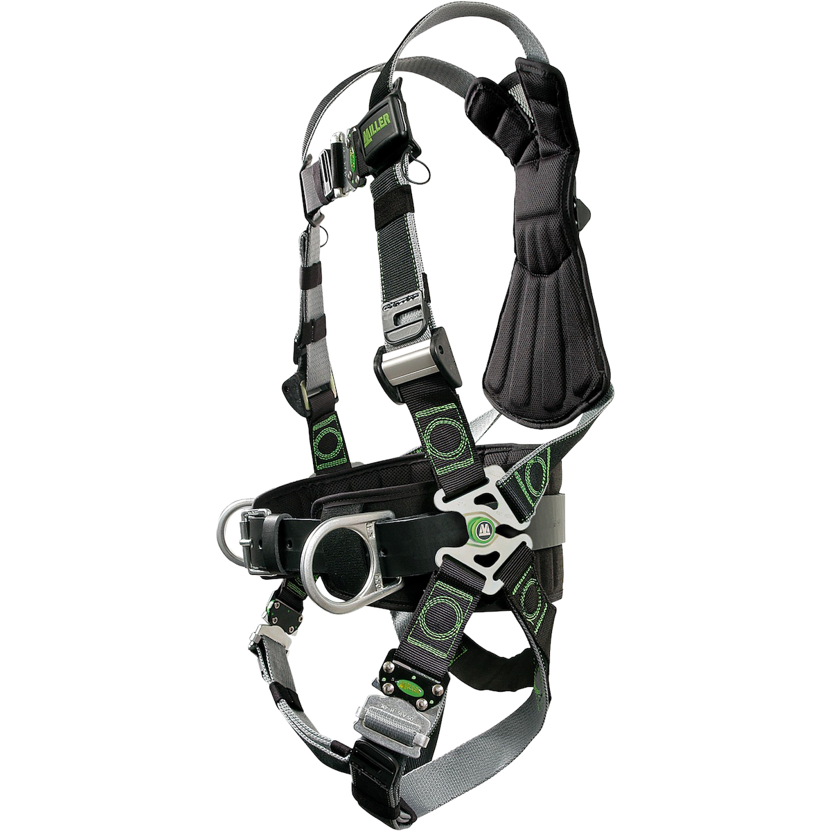 Miller RDTFD-QC-BDP Premium Full-Body Harness with DualTech™ Webbing, 5 Points of Adjustment, with Back / Front / Side D-Rings, and Removable Belt, with Quick-Connect Chest & Leg Buckles