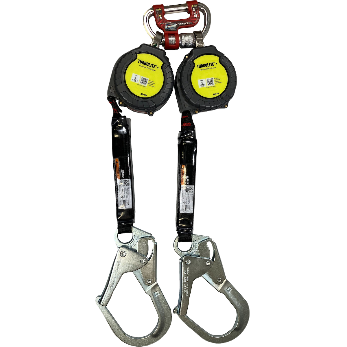 Miller MTL-OHS2-28 Twin Personal Fall Limiter with  G2 Twin Connector and Aluminum Locking Rebar Hook