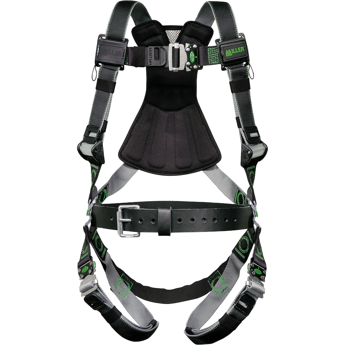 Miller RDT-QC-B Premium full-body Harness with DualTech Webbing, 5 Points of Adjustment, Back D-Ring, Removable Belt and Quick-Connect Chest & Leg Buckles