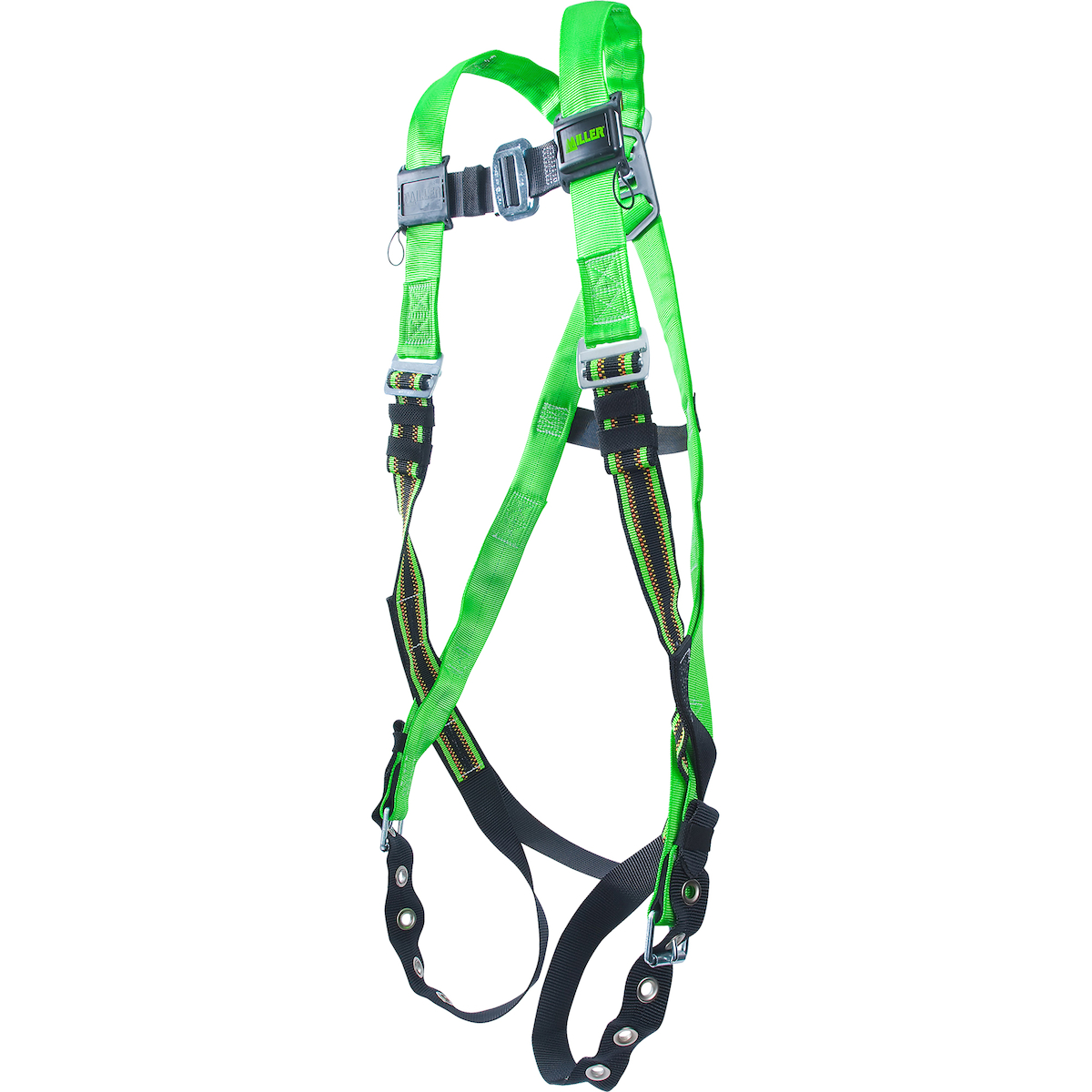 Miller P950-4 full-body Harness with Steel Hardware, DuraFlex Stretch Webbing, Back D-Ring, Mating Chest Strap Buckle and Tongue Leg Strap Buckle
