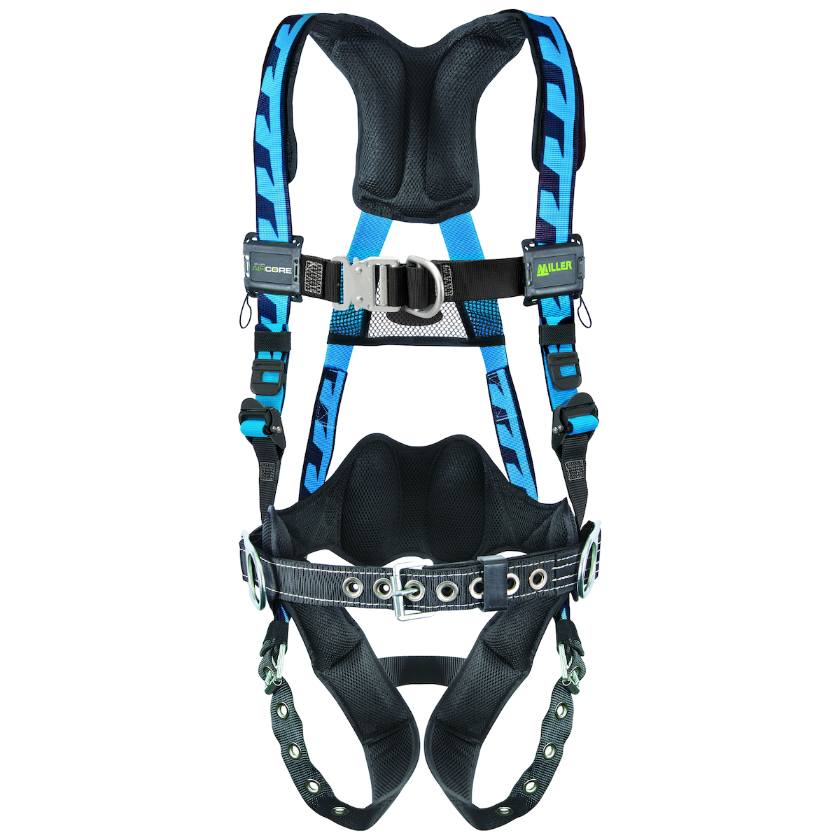 Miller ACF-TBBDP Premium Breathable Full-Body Harness with Steel Hardware, 5 Points of Adjustment, Front/Back/SIde D-Rings, Lumbar Pad and Quick-Connect Chest Buckle & Tongue Leg Buckles, Blue