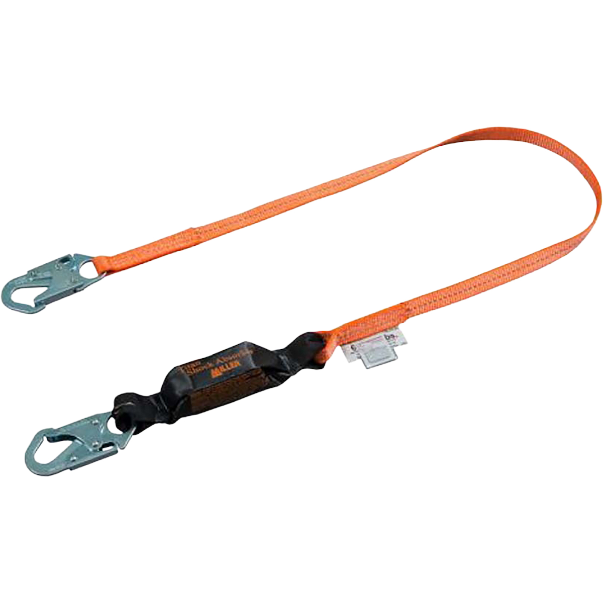 Miller T6111-Z7 Single Leg Pack-Type Shock-Absorbing Web Lanyard with Locking Snap Hooks