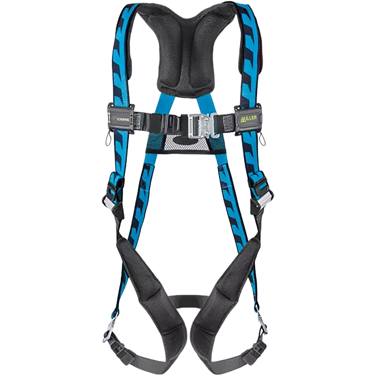 Miller AC-QC Premium Breathable Full-Body Harness with Steel Hardware, 5 Points of Adjustment, Back D-Ring and Quick-Connect Chest & Leg Buckles, Blue