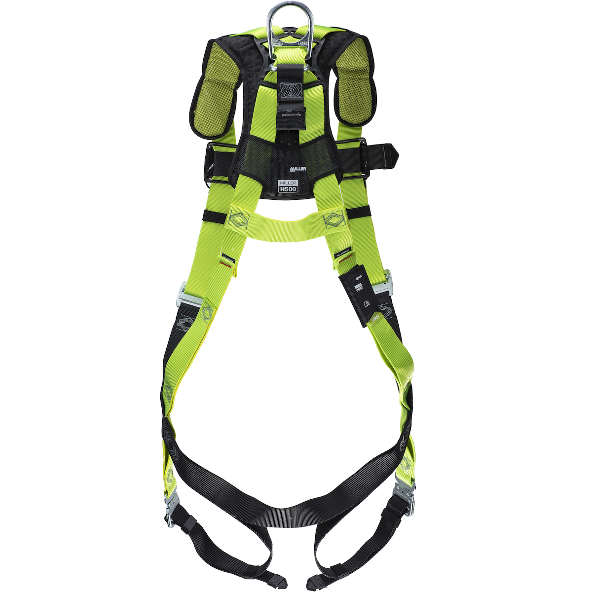 Miller H5IC22100 Industrial Comfort Full-Body Harness with 5 Points of Adjustment, Back D-Ring and Quick-Connect Chest & Leg Buckles