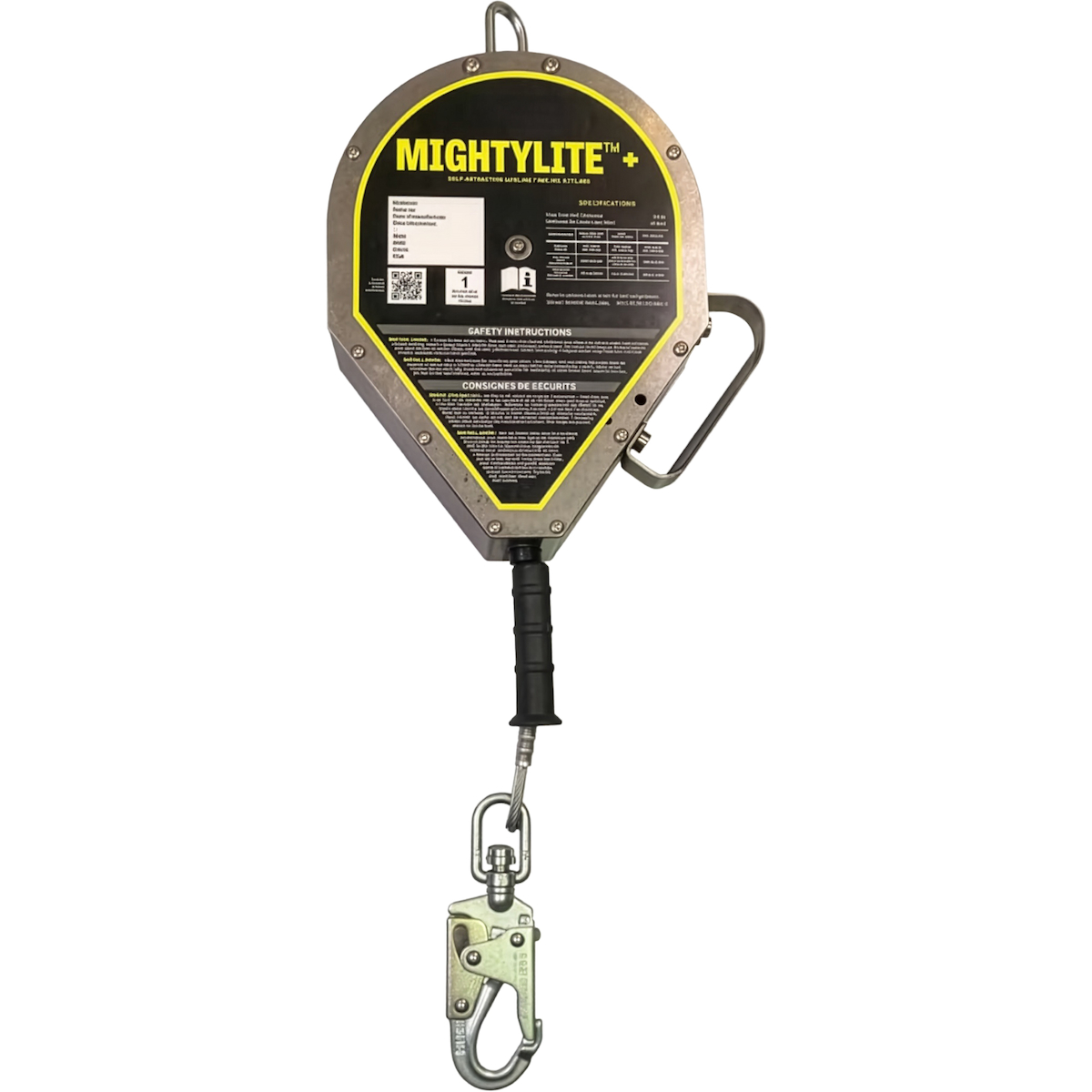 Miller MML-OSS1-01 Self-Retracting Lifeline with Stainless Steel Cable, Steel Carabiner and Steel Swivel Snap Hook