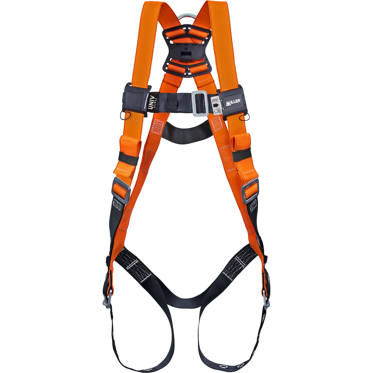 Miller T4700FP Full-Body Harness with Hi?Viz Webbing, PFL/SRL Connector, Back D?Ring with Tongue Leg Buckles