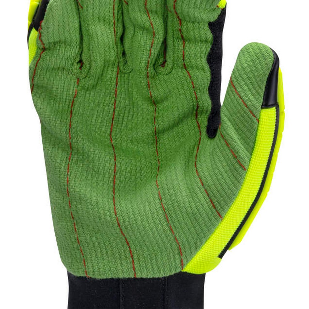 Radians RWG130 Hi-Vis Cotton Corded Palm Hook & Loop A2 Cut Glove with TPR Impact Protection