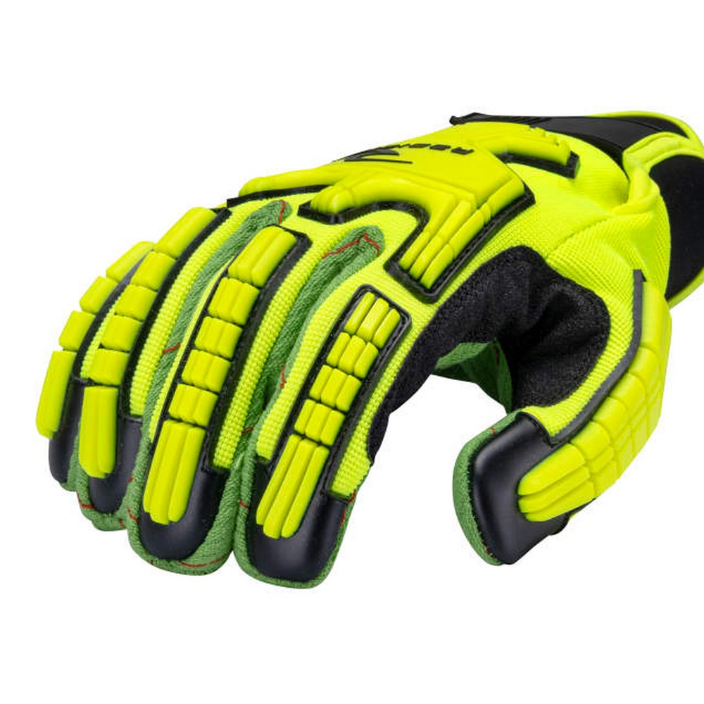 Radians RWG130 Hi-Vis Cotton Corded Palm Hook & Loop A2 Cut Glove with TPR Impact Protection