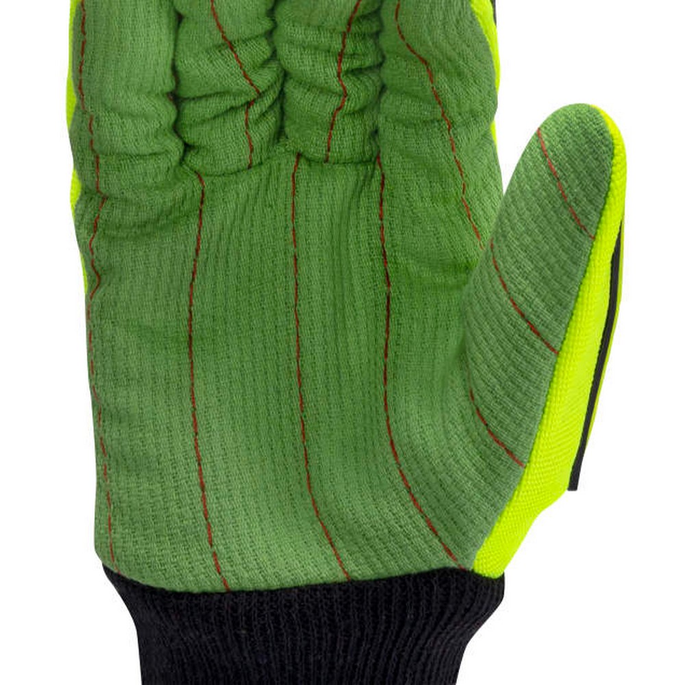 Radians RWG132 Hi-Vis Cotton Corded Palm Knit Wrist A2 Cut Glove with TPR Impact Protection