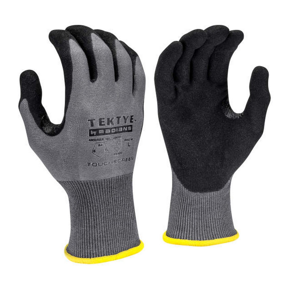 Radians RWG749 TEKTYE 18-Gauge Touchscreen Sandy Nitrile Palm A4 Cut Glove