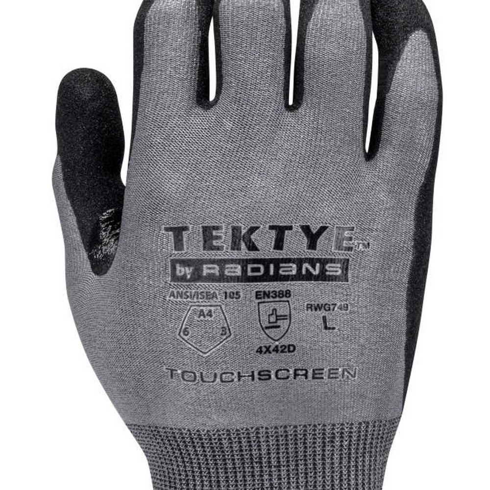 Radians RWG749 TEKTYE 18-Gauge Touchscreen Sandy Nitrile Palm A4 Cut Glove