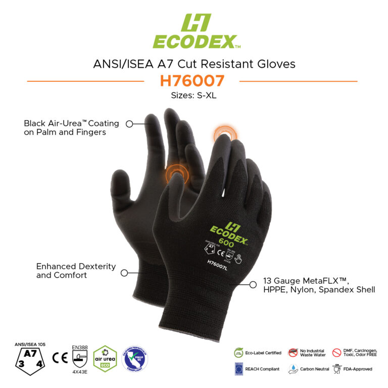 Liberty Safety ECODEX H76007 ANSI A7 Cut Resistant Touchscreen Work Gloves
