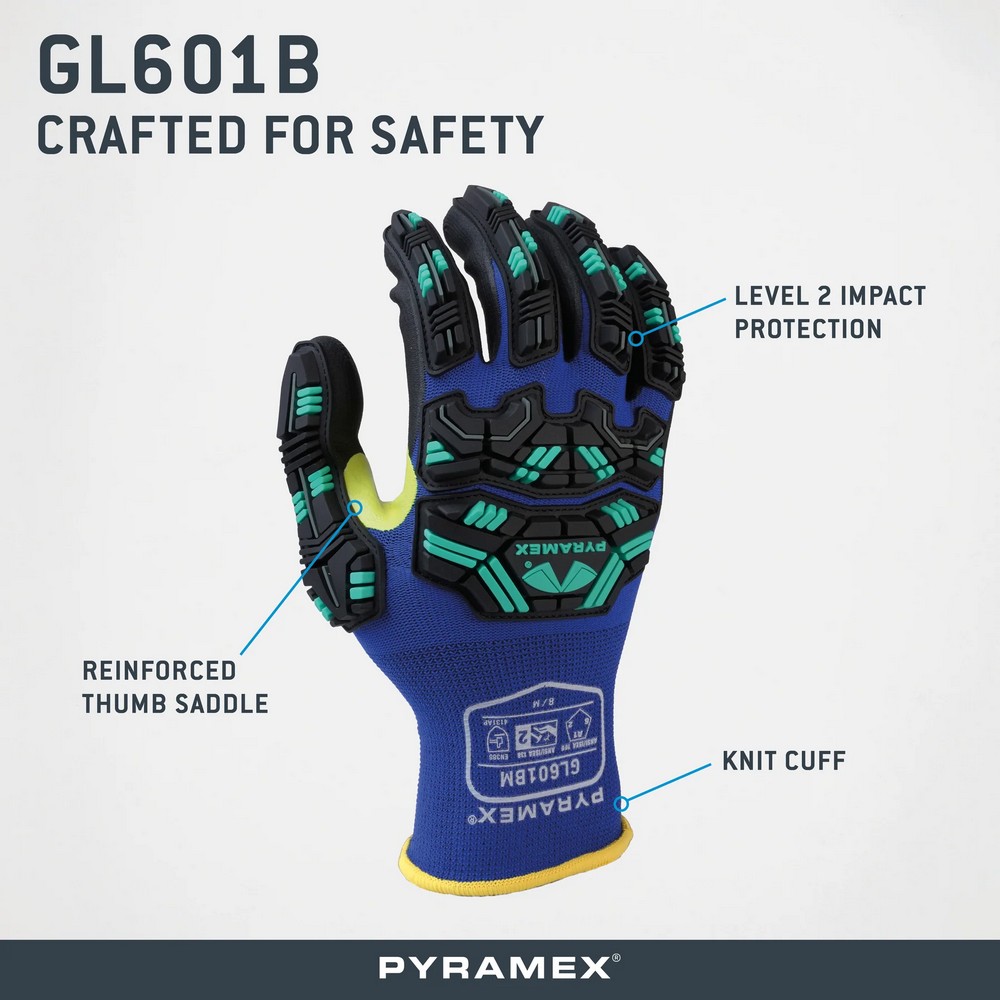 Pyramex Safety GL601B Micro-Foam Nitrile Level 2 Impact Gloves