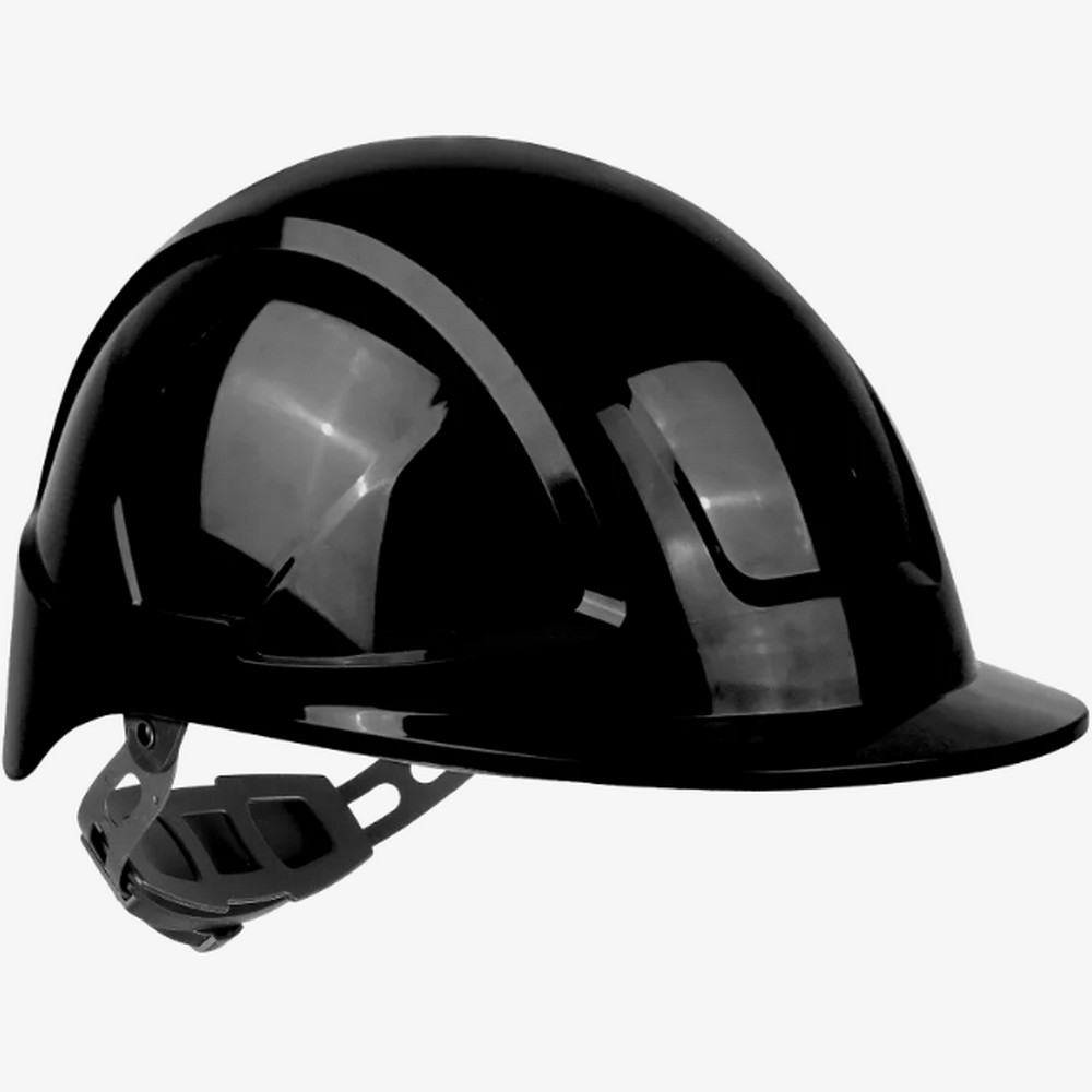 Global Glove SKHUS043BZ Radius Unvented Standard Peak Cap Brim Style Hard Hat With Six-Point Ratchet Suspension - Black