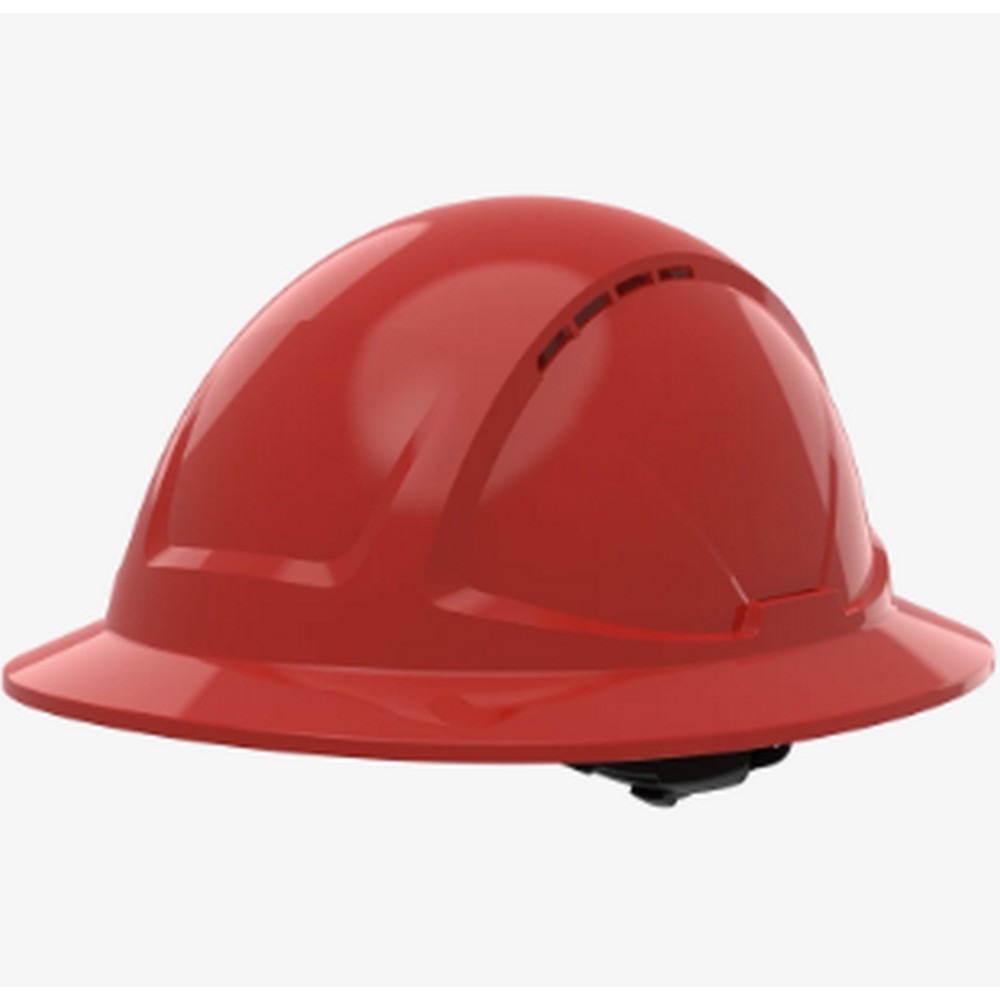 Global Glove SKHFBUS041RD Radius Vented Standard Peak Full Brim Style Hard Hat With Six-Point Ratchet Suspension - Red