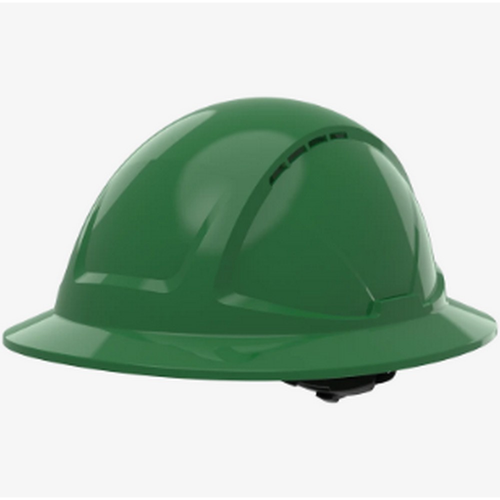 Global Glove SKHFBUS041GR Radius Vented Standard Peak Full Brim Style Hard Hat With Six-Point Ratchet Suspension - Green