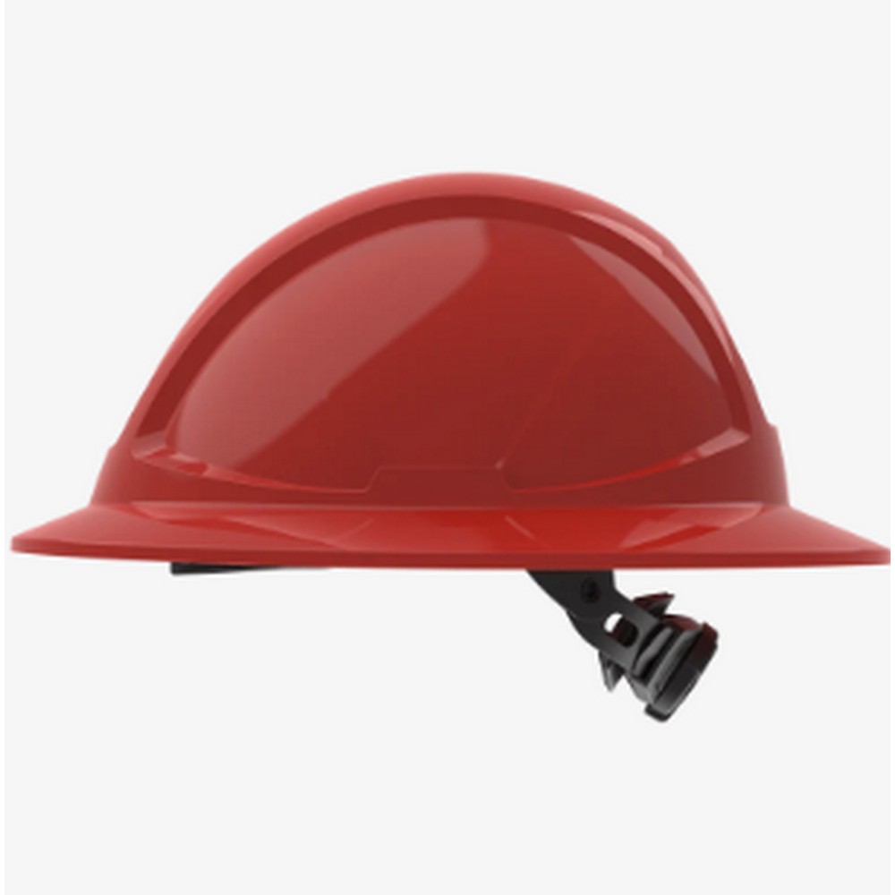 Global Glove SKHFBUS042RD Radius Unvented Standard Peak Full Brim Style Hard Hat With Six-Point Ratchet Suspension - Red