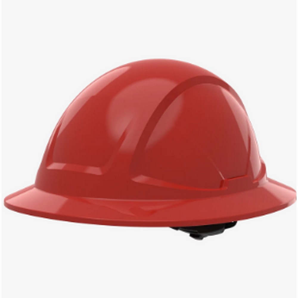 Global Glove SKHFBUS042RD Radius Unvented Standard Peak Full Brim Style Hard Hat With Six-Point Ratchet Suspension - Red