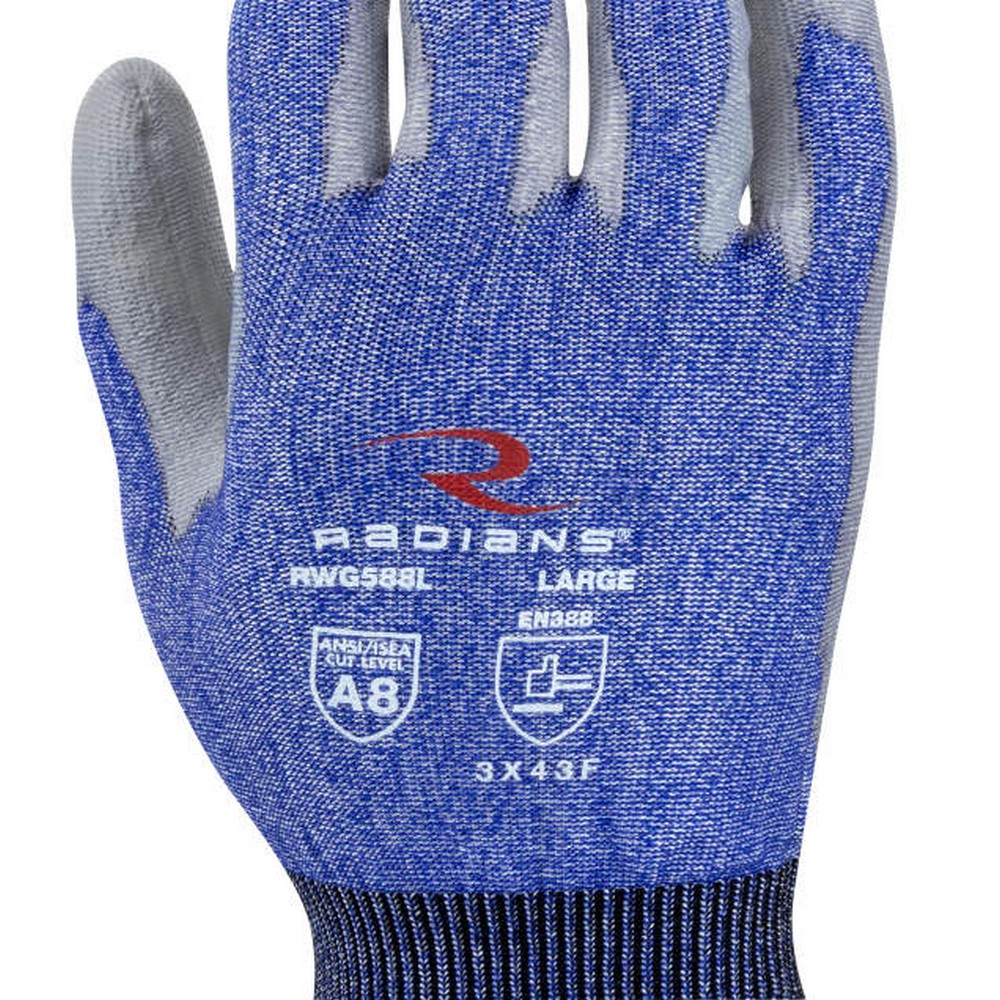 Radians RWG588 18-Gauge Polyurethane Coated Cut Protection Glove (ANSI Cut Level A8)