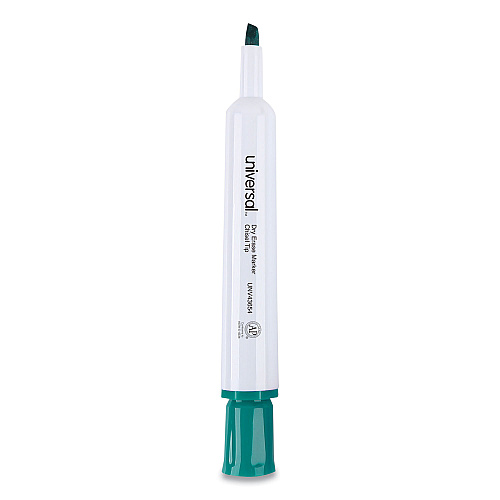 Universal UNV43654 Dry Erase Marker, Broad Chisel Tip, Green, Dozen