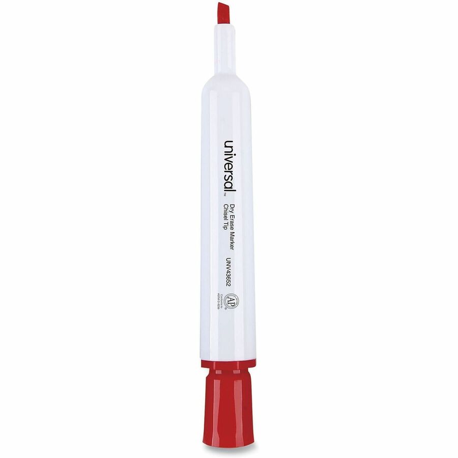 Universal UNV43652 Dry Erase Marker, Broad Chisel Tip, Red, Dozen