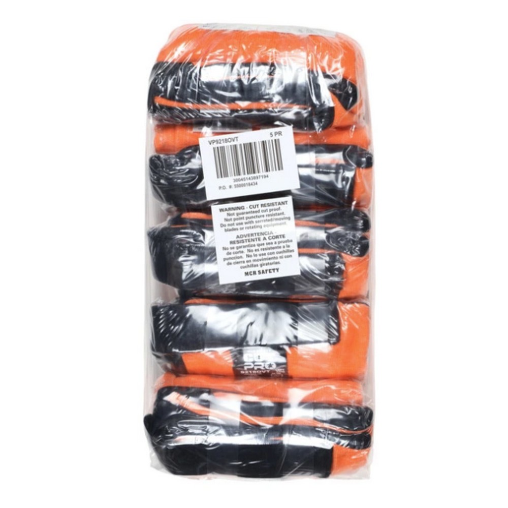 MCR Safety 9218OVT CutPro Cut Resistant Sleeve 13-Gauge HyperMax Hi-Visibility Orange Adjustable Hook and Loop Bicep, ANSI A5, 18 Inch Length