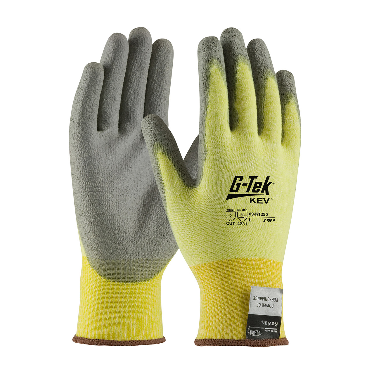 PIP 09-K1250 G-TEK Kevlar Seamless Knit Kevlar / Lycra Glove With Polyurethane Coated Smooth Grip On Palm & Fingers, Cut Resistant Glove, A2