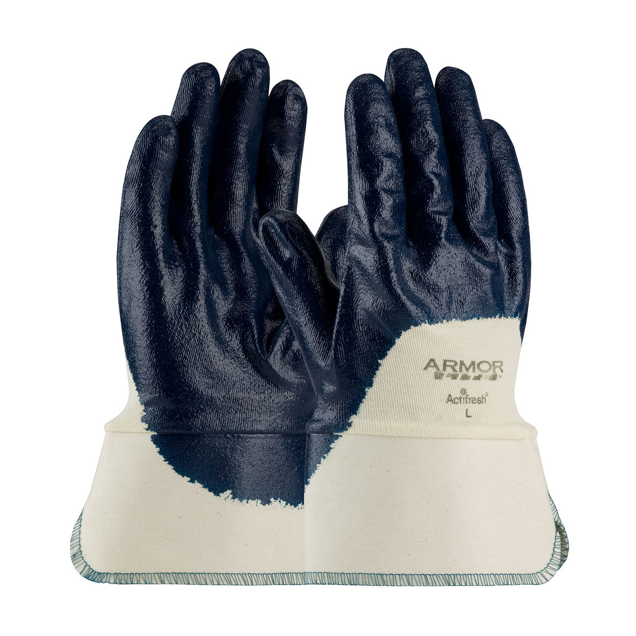 PIP 56-3175 ArmorLite Nitrile Dipped Glove with Interlock Liner and Textured Finish on Palm, Fingers & Knuckles - Plasticized Safety Cuff