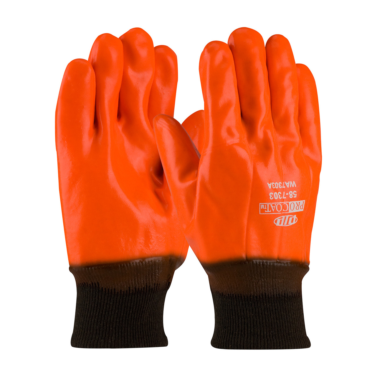 PIP 58-7303 ProCoat Hi-Vis Insulated PVC Dipped Glove with Smooth Finish - Knitwrist