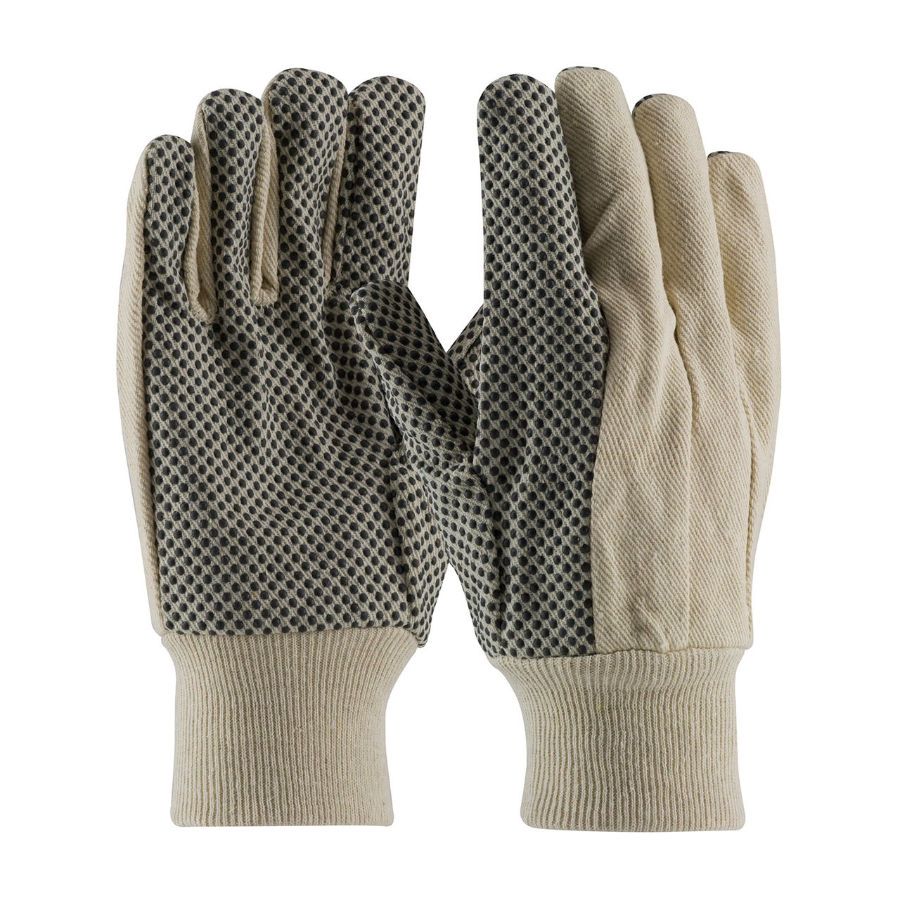 PIP 91-908PD Premium Grade Cotton Canvas Glove with PVC Dot Grip on Palm, Thumb and Forefinger - 8 oz