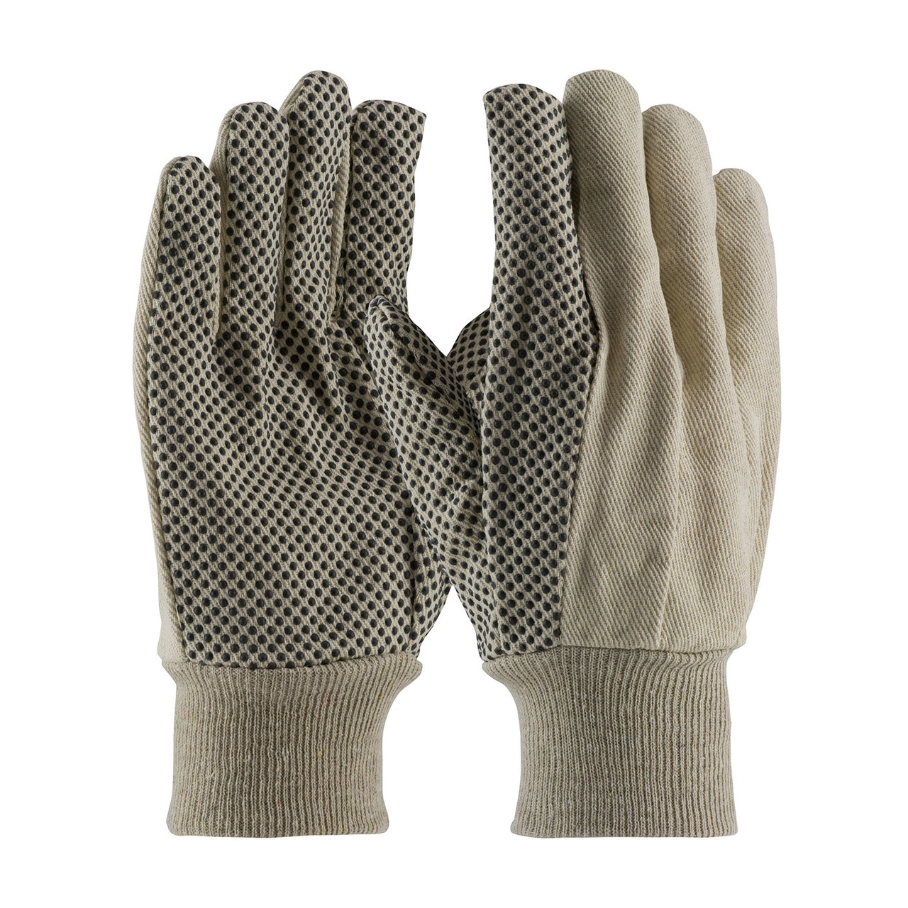 PIP 91-908PDI Economy Grade Cotton Canvas Glove with PVC Dot Grip on Palm, Thumb and Forefinger - 8 oz